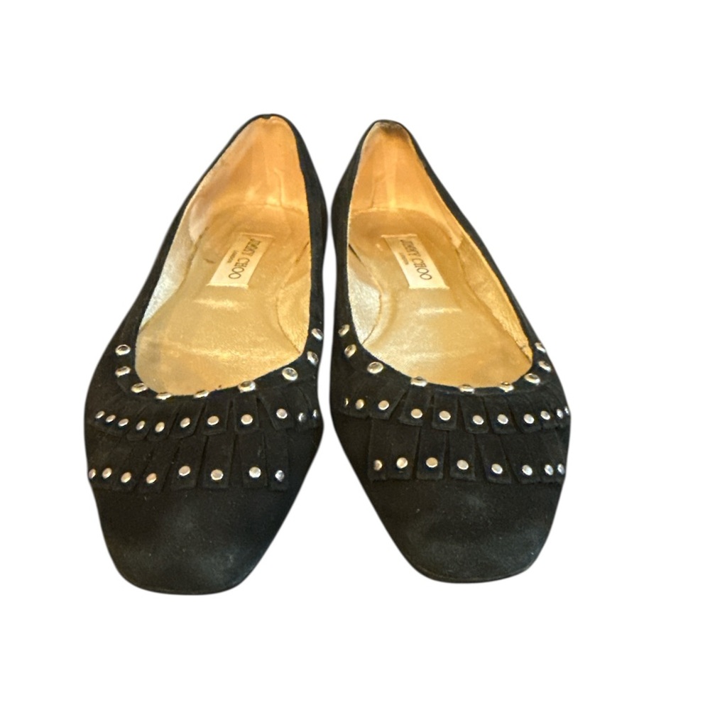 Jimmy Choo Black Flats with Silver Studs